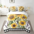 thumbnail image 2 of Manfei Sunflower Lavender Print 7pcs Bedding Comforter Set,Natural Scenery Queen Bedding Sets,Classic Geometric Checkered Queen Sheet Sets For Girls Kids,Microfiber Bedroom Decor Reversible, 2 of 8