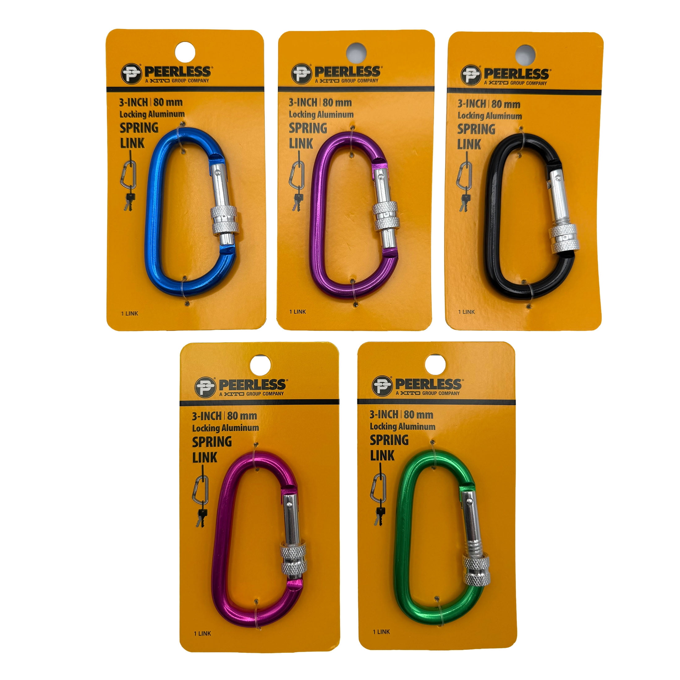 (5 pack) 3" Locking Spring Link, Assorted Colors, Peerless Chain Company, #4727138