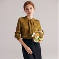 thumbnail image 3 of Blusa elegante de oficina para mujer de primavera 2024, camisas de manga larga de color puro 90 % de seda auténtica, 3 of 4