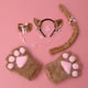 thumbnail image 2 of FELTECHELECTR Conjunto de 5 piezas de disfraz de gato creativo para cosplay, con orejas de gatito, collar y patas, guantes para fiesta (bronceado claro)., 2 of 7