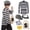 child, variant on Forfamy Robber Costume Set Adults Halloween Costume Men Black White Striped T-Shirt Black Eye Mask Swag Bag for Halloween Carnival Party Cosplay