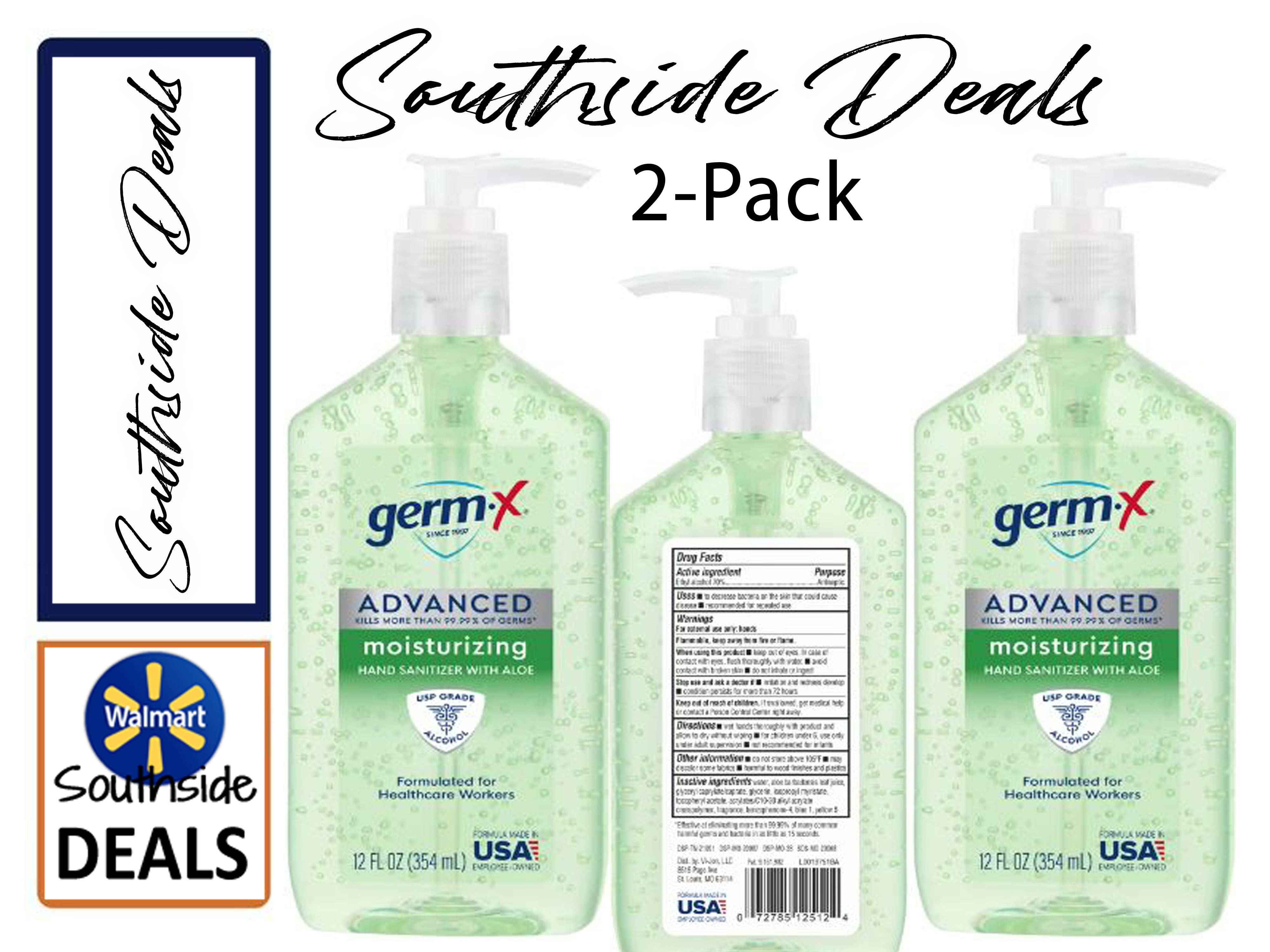 GermX® Advanced Hand Sanitizer with Aloe, Bottle of Hand Sanitizer, 12