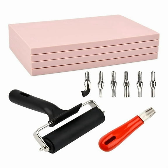 12Pack Linoleum Blocks for Printmaking with Cutter Tools, Rubber Stamp Making Kit Linoleum Printmaking Kit for DIY,1 set x stamp making kit