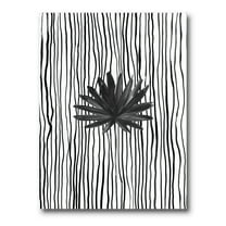 Designart ' Black and White Striped Under Tropical Leaf III ' Modern Canvas Wall Art Print