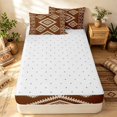 thumbnail image 4 of Erosebridal Vintage Aztec Zipper Queen Comforter Set with Fitted Sheet and 2 Pillowcases, Retro Rhombus Zipper Bedding Set, Chocolate Brown Cream, Reversible, 4 of 7