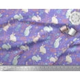 thumbnail image 3 of Soimoi Purple Viscose Chiffon Fabric Leaves & Rabbit Animal Print Fabric by Yard 42 Inch Wide, 3 of 3