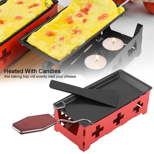 WALFRONT Portable Non-Stick Cheese Raclette Rotaster Baking Tray Stove Set Home Kitchen Grilling Tool, Raclette Grill, Mini Raclette