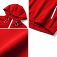 thumbnail image 6 of Lenpel Womens Rain Hooded Jackets Half Zip Drawstring Long Sleeve Windbreaker Jackets with Pockets Casual Loose Outdoor Coats(Red,X-Large), 6 of 7