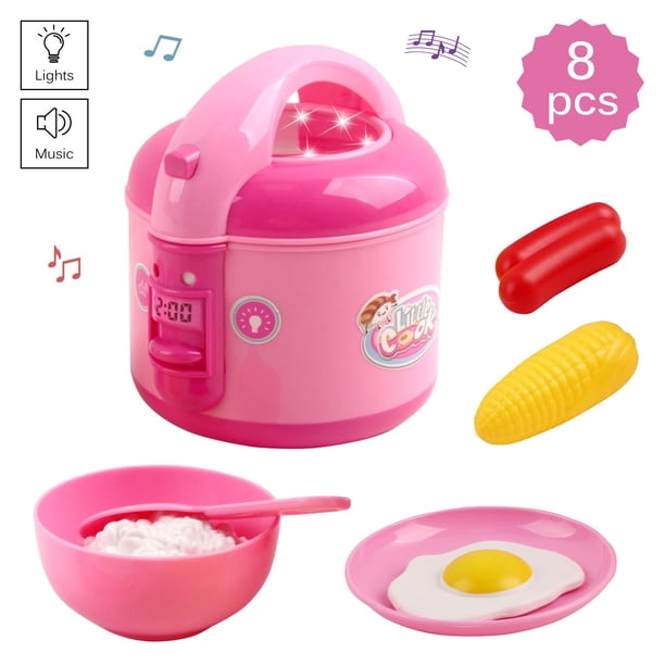 Vokodo Kids Rice Cooker Compact Size Kitchen Playset With Food Pieces Pretend Play Chef Appliances Early Learning Preschool Cooking Toy Battery Operated Great Gift For Children Boys Girls Toddlers Walmart Com
