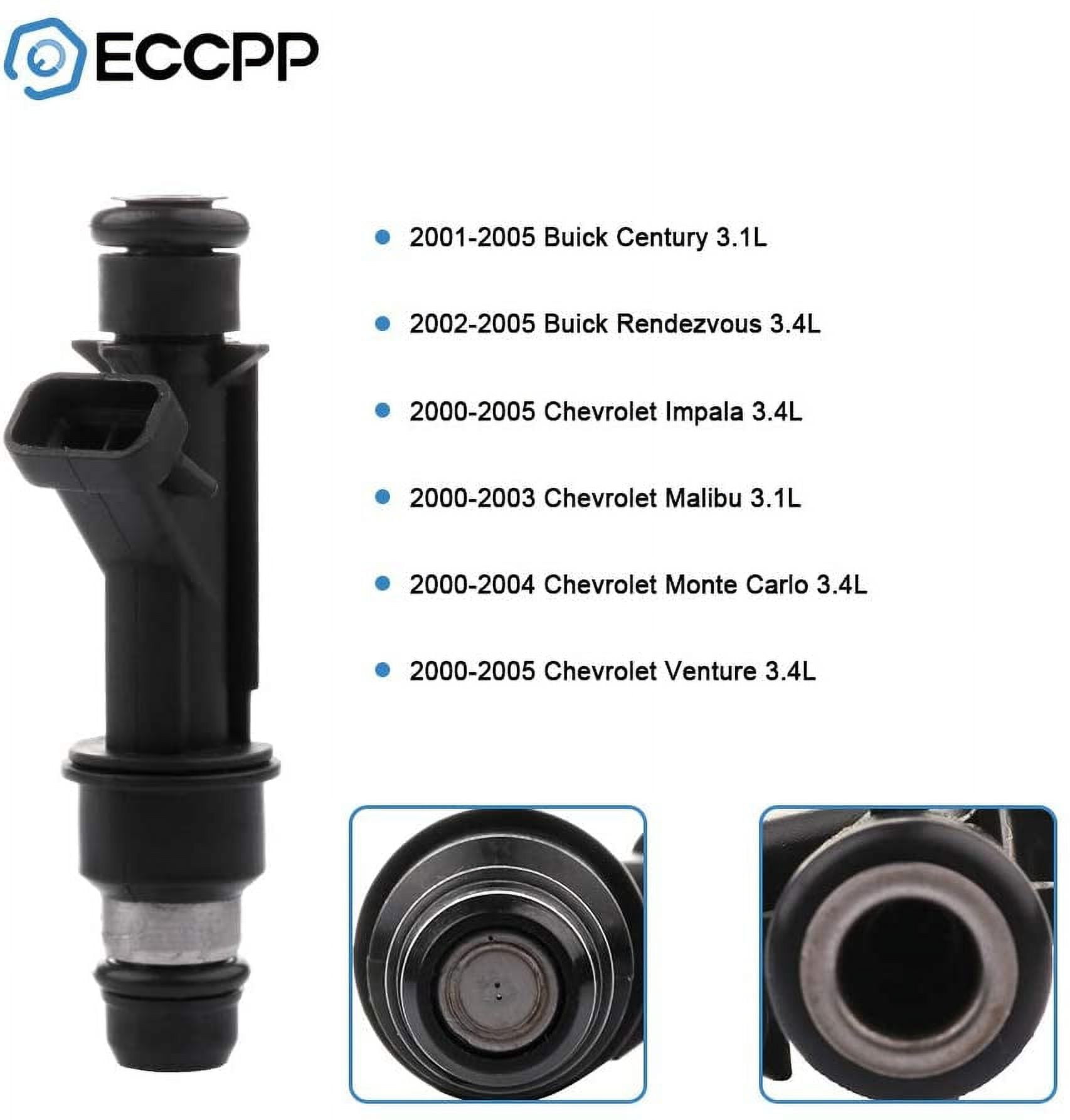 Fuel Injectors ECCPP 6pcs 2 Hole Fuel Injector Kit 25323971 fit for 00-05 for Chevy Impala for Malibu Venture Monte Carlo for Buick Century Rendezvous for Oldsmobile Alero Silhouette