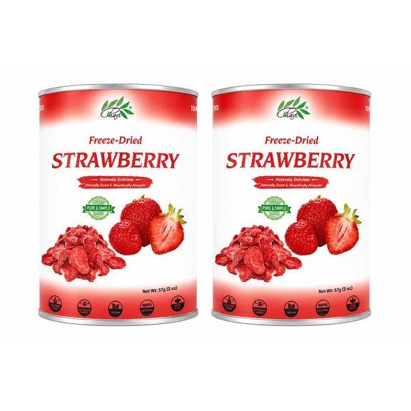 CHAVI Freeze-Dried Strawberry- Pack of 2 - Healthy 1 Ingredient Superfood - No Added Sugars or Preservatives - Non-GMO, Vegan, Gluten-Free