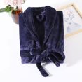 thumbnail image 4 of Women Knee-length Bathrobe Men Women Plush Fleece Bath Robe Knee-length Lapel Tie Design Water Absorbent Winter Loungewear Wear Sleepwear Nightgown, 4 of 7
