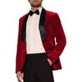 thumbnail image 4 of Blazers de Tuxedo de Terciopelo INSPIRE CHIC para hombres, con solapa de chal, chaquetas formales para bodas, 2XL, burdeos, 4 of 5