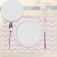 thumbnail image 3 of Ambesonne Pink Place Mats Set of 4, Zigzag Chevron Grunge, Standard Size, Rose Pale Pink White, 3 of 6