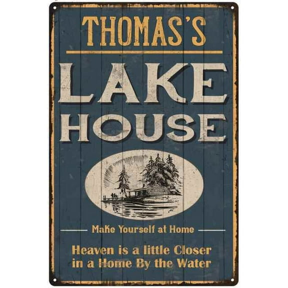 THOMAS'S Lake House Blue Cabin Home Decor 8 x 12 High Gloss Metal 208120038014