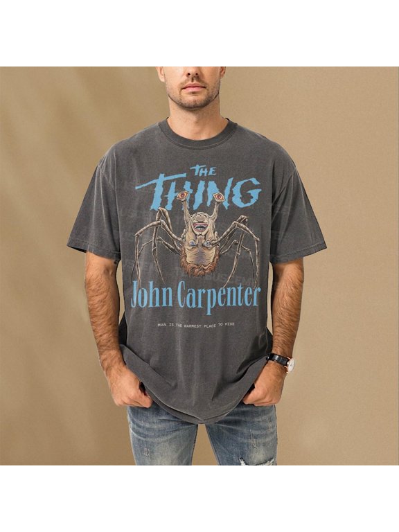 The Thing Movie Graphic Comfort Colors T-Shirt, Retro 80's Horror Movie Tee Shirt, John Carpenter 1982 Sci-Fi Film Memorabilia,Yam color,size S
