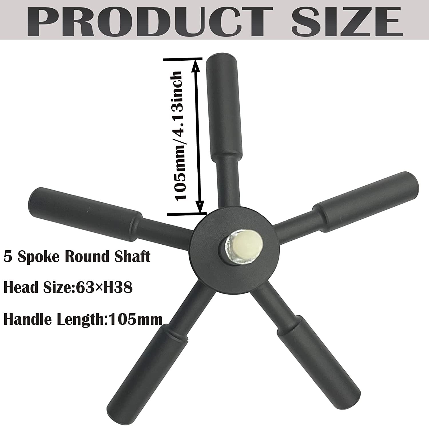 Heavy-Duty and Stylish Black Round 5 Spoke 105mm Length Black Safe Handle for Strong Box, Gun Safes and Vault Doors
