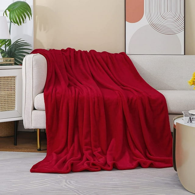Red Throw Blanket Fleece Blanket 60"x80",Super Soft Cozy Plush Throw Blanket for Couch Sofa Bed,Warm and Lightweight Velvet Bed Blankets for Adults