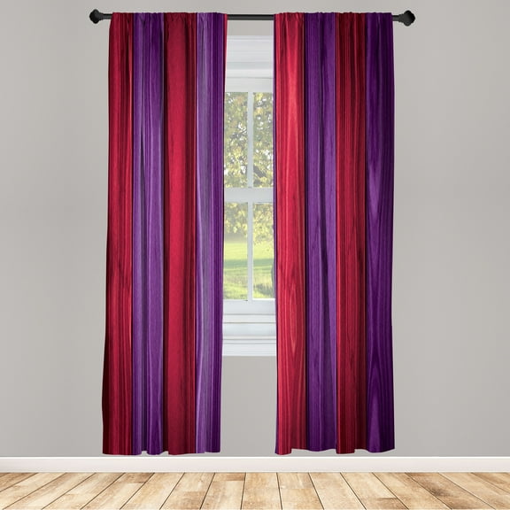 Ambesonne Rustic Curtains, Vertical Cottagecore Artwork, Pair of 28"x95", Dark Pink
