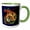 Green/White, variant on 3drose, Bengal Tiger Vector with Decorative Circle Edge, 11oz Two-tone Red Mug