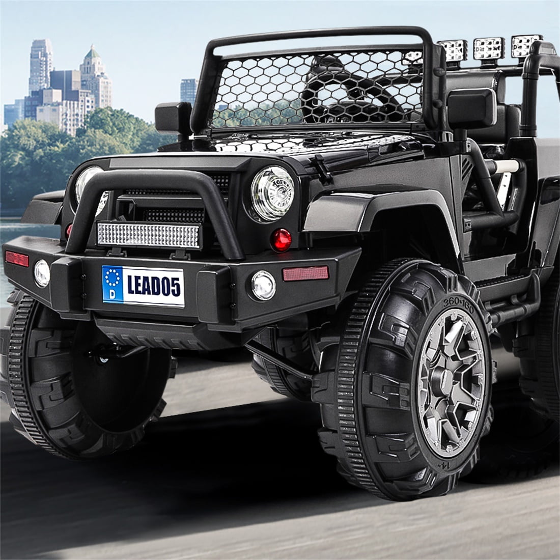 Ride On Truck, 12V Battery Powered Electric Ride On Car w/ 2.4 GHZ Parental Remote Control, LED Lights, Music (Black)