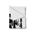 thumbnail image 2 of Cocktail Party Soft Flannel Fleece Blanket, Silhouette of People Dressed in 1950s Fashion at the Party Socializing, Cozy Plush for Indoor and Outdoor Use, 60" x 80", Black and White, by Ambesonne, 2 of 5