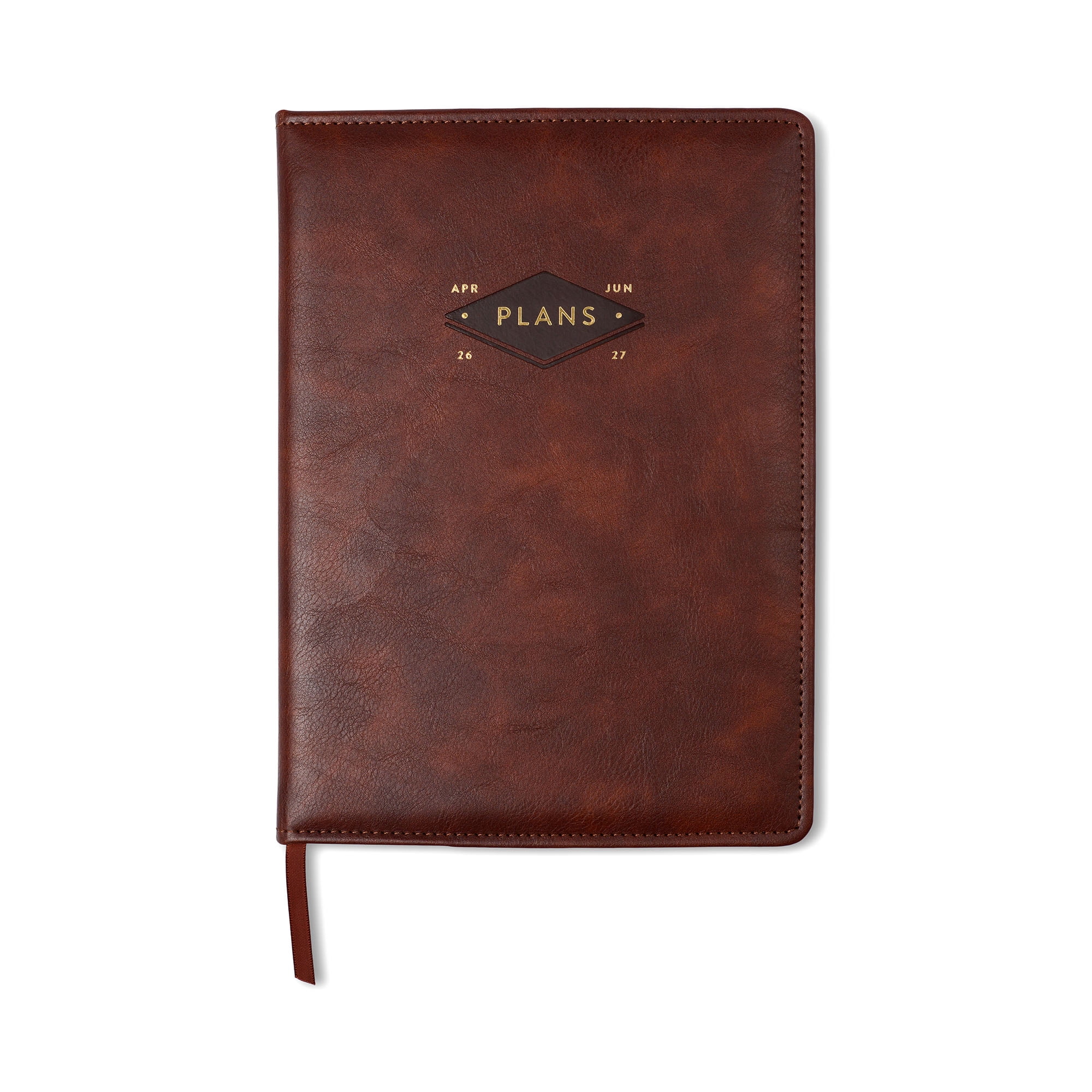 Think Ink 15-Month Weekly Leatherette Planner, 6.5 x 9, Brown, April 2026 - June 2027