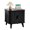 E-Black, variant on PHOYAL Walnut Large End Table with Charging Station, Vertical Strip Square Side Tables with Sliding Door Storage for Living Room