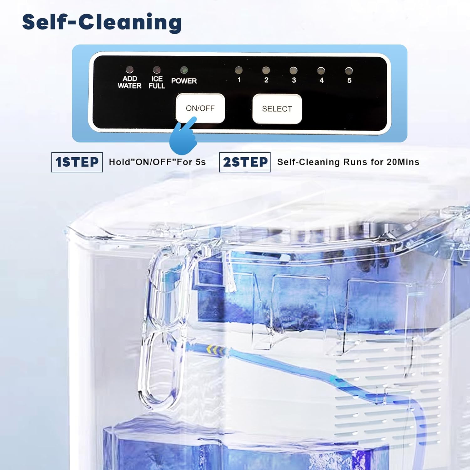 5-Level Selectable Bullet Ice Ice Maker, 26.5lbs Per Day Ice Machine, 9 Ice Cubes Ready in 9 Mins Ice Makers Countertop, Clear Ice Making Countertop Ice Maker for Home and Kitchen