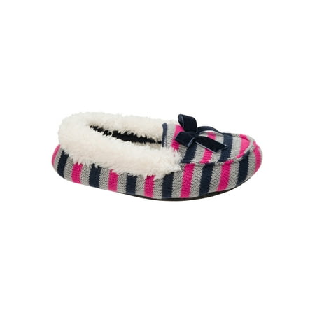 DF by Dearfoams Girls' Sweater Knit Moc Slippers