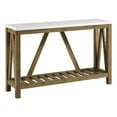 thumbnail image 1 of Walker Edison A-Frame 52" Faux-Marble Top Wood Console Table in White/Walnut, 1 of 8