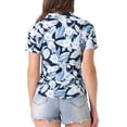 thumbnail image 3 of INSPIRE CHIC Camisas de Mujer Hawaianas de Manga Corta Tropical Floral Botón Abajo Tops S Azul Profundo, 3 of 6