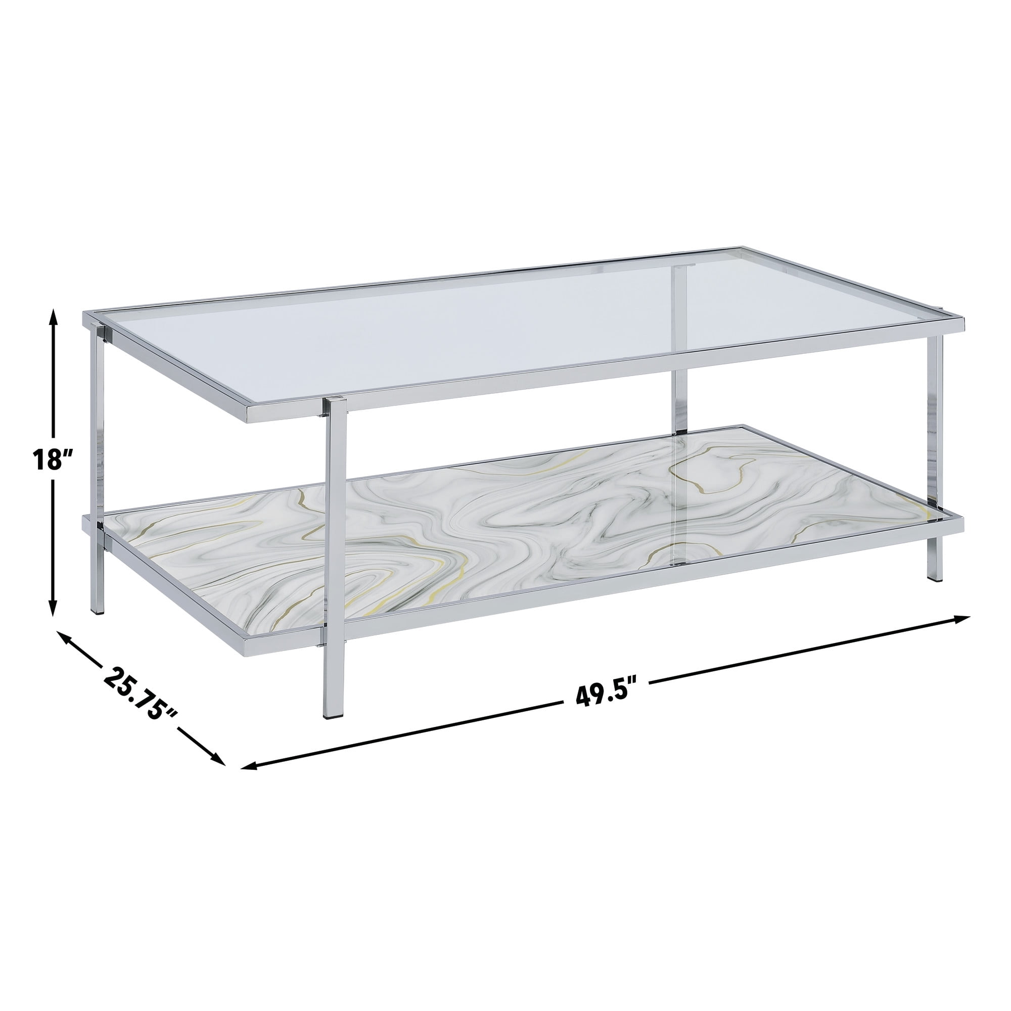 Steve Silver Mika Contemporary 50" Rectangle Coffee Table, Silver