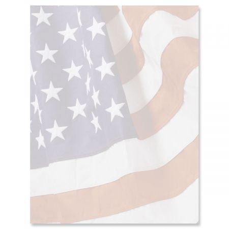 Flag Letterhead Paper American Flag Patriotic Letter Papers - Set of 25, American Flag stationery papers, 8 1/2