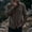 Brown, variant on Men's Button Down Shirts Black Big and Tall Long Sleeve Solid Turndown Collar Casual Button Front Zipper Blouse