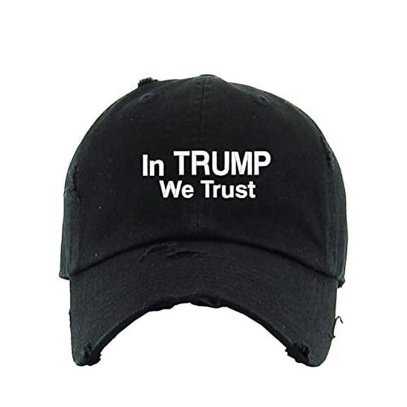 in Trump We Trust Vintage Baseball Cap Embroidered Cotton Adjustable Distressed Dad Hat Black