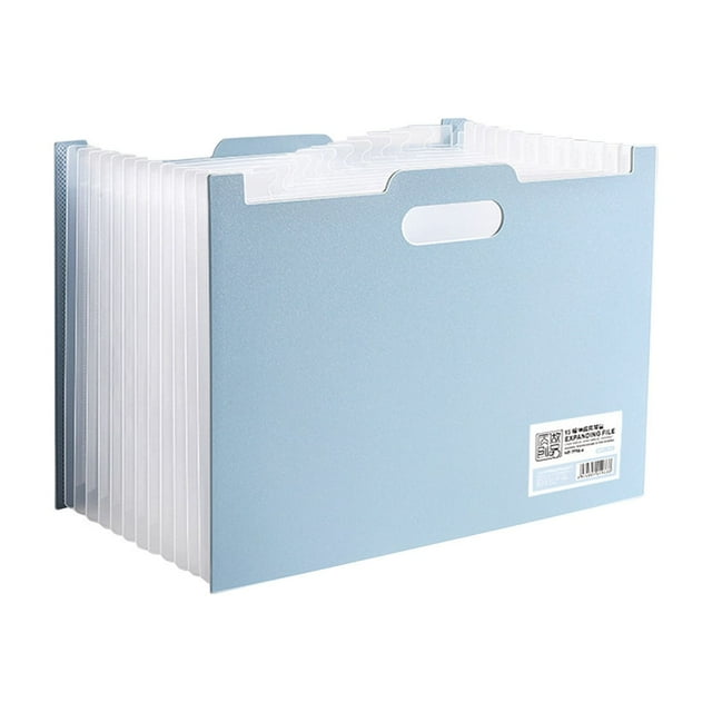 Blue File Manager 13 Pocket Expandable Folder With Color Tags Monthly Billing Receipt Organizer Portable Document Holder For Office School Home Use A4 Size Paper Storage For Records Manage