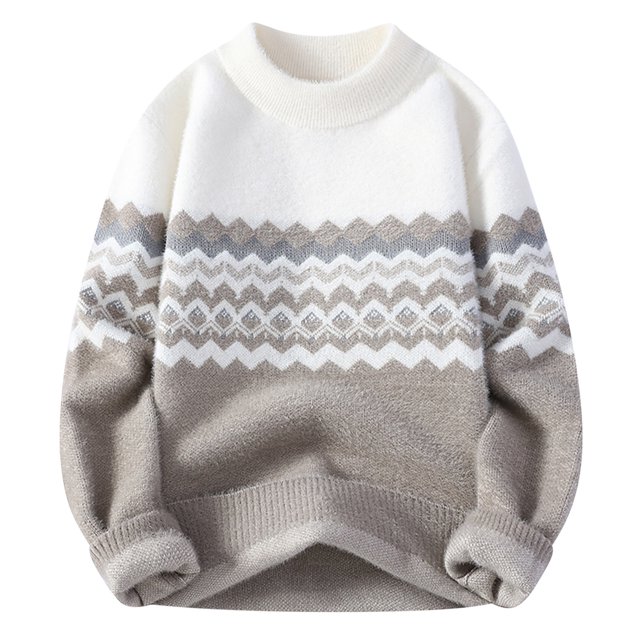 Pisexur Chandails Hommes Doux et Confortables Chandails d'Automne Chandails Décontractés Tricotés Chandails Chauds Chandails Col Rond Chandails Manches Longues Col Rond Kaki