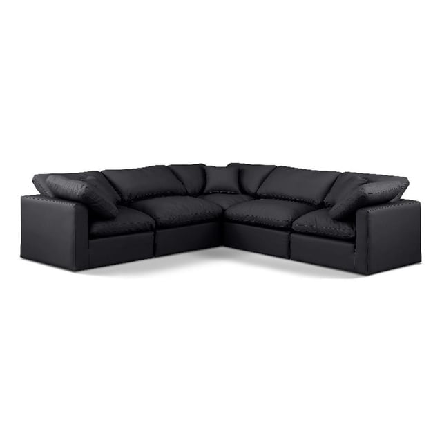 Meridian Furniture Indulge 105" Black Vegan Leather L-Shaped Modular Sectional