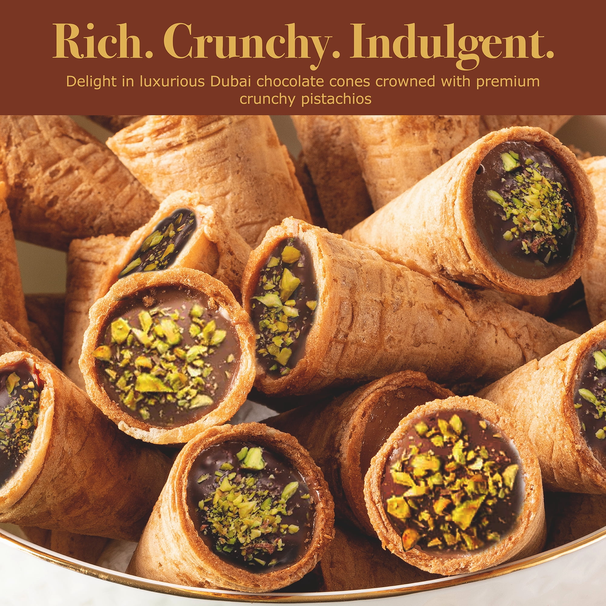 Leonessa Dubai Chocolate Cones with Pistachio Kunafa, Made with Belgian Chocolates, 4.7 oz, 10 Count