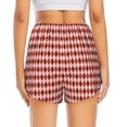 thumbnail image 2 of Lsque Red and Brown Squares Printed Women's Running Shorts with Liner Pockets,Elastic Quick Dry Workout Athletic Gym Yoga Shorts,Womens High Waist Shorts-Large, 2 of 9