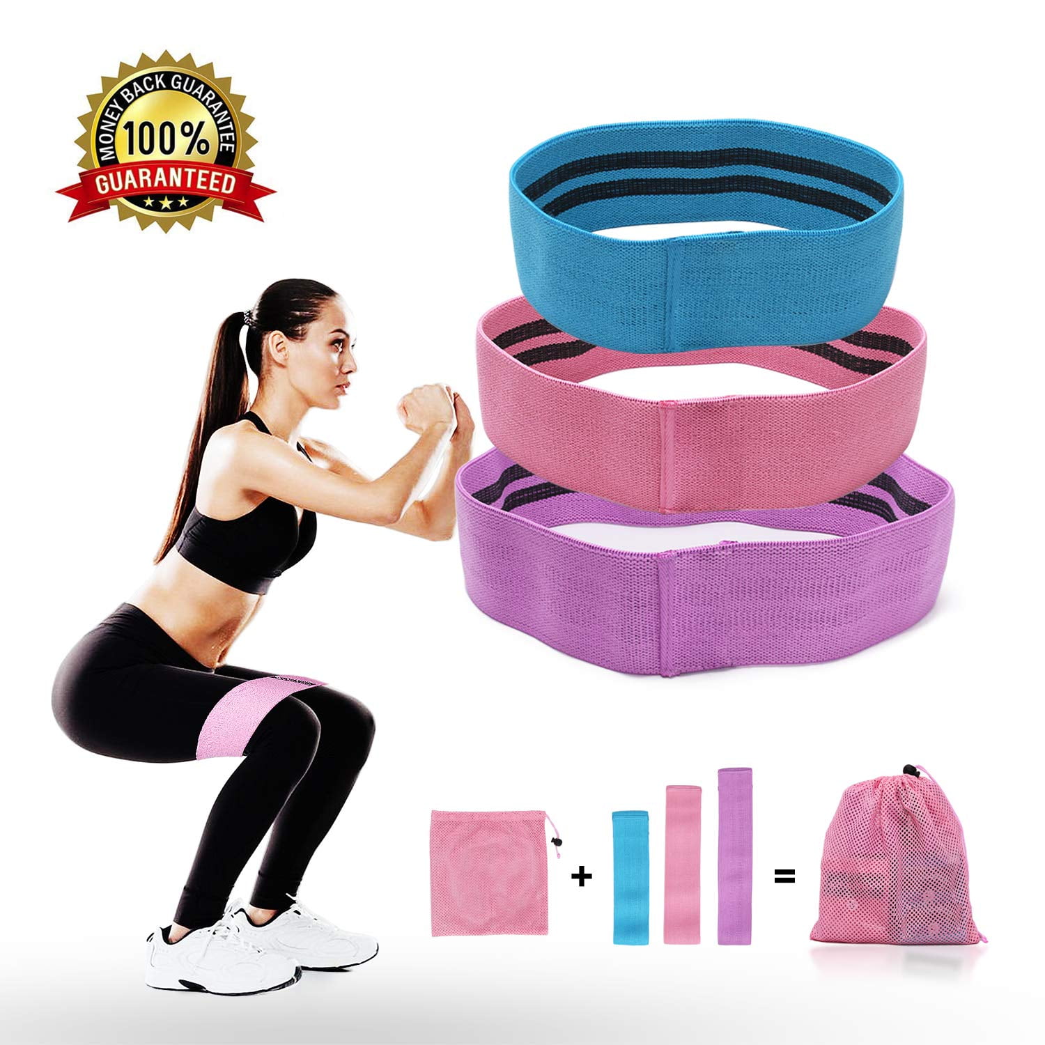 Hip Circle Fabric Non Slip Hip Resistance Bands Elastic for Butt Glute Workout