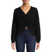 No Boundaries Juniors' Twist Lace Up Back Sweater