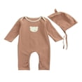 thumbnail image 1 of 2PCS Baby Romper Spring Fall Outfit Bear Print Jumpsuit for Girls Boys Light Coffee 18-24 Months, 1 of 10