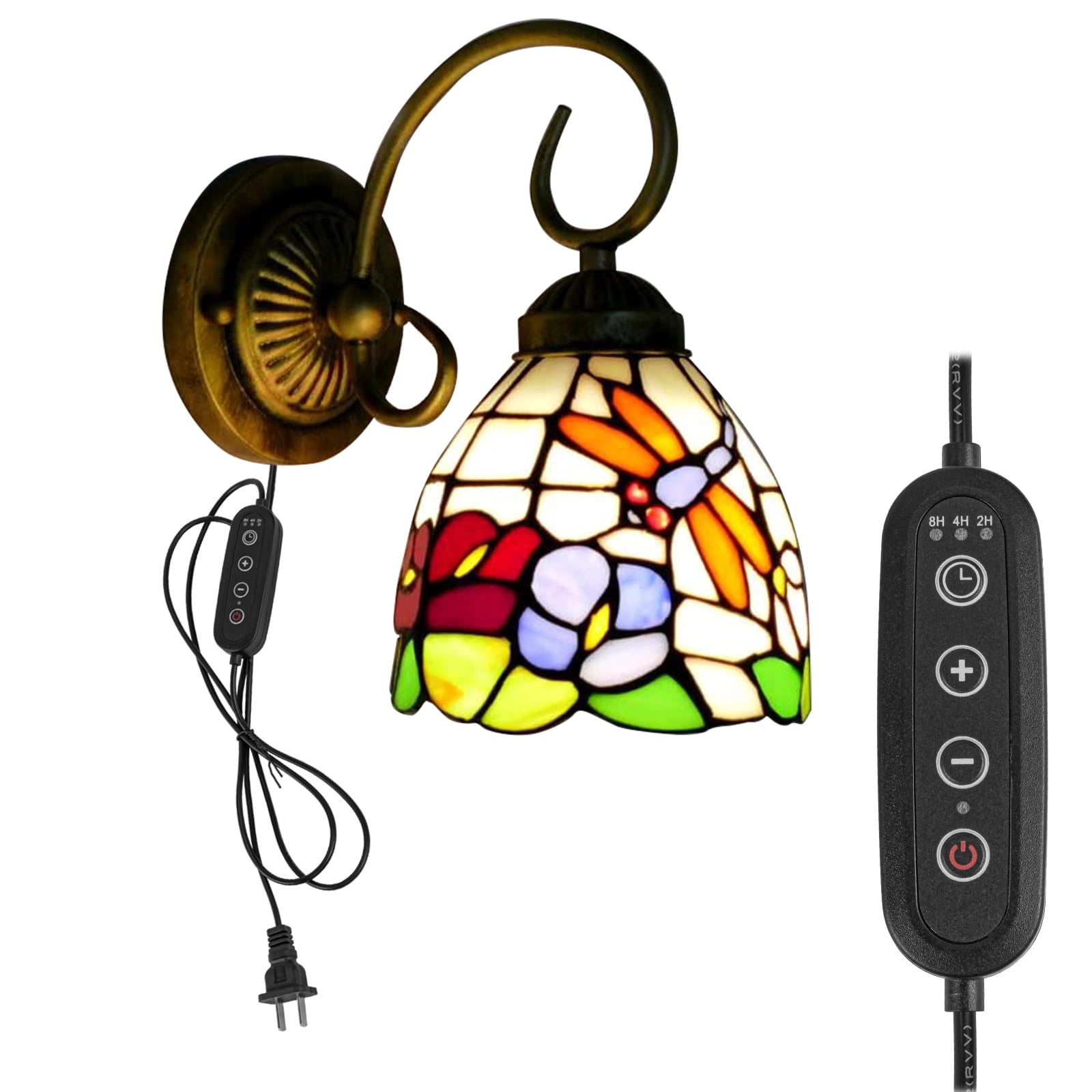 Kiven Plug In Black Wall Lamp Tiffany Style Dimmable Plug In Wall 