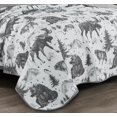 thumbnail image 5 of Chezmoi Collection Denver 3-Piece Southwestern Lodge Quilt Set Full, White Black Gray Grizzly Bear Wolves Moose Pine Tree Mountain Printed Microfiber Lightweight Bedspread Set for All season, 5 of 9