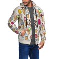 thumbnail image 2 of Goofa Ice Cream Pattern Mens Full-zip Hoodie, Zip-up Pullover Hooded Sweatshirt, Kangaroo Pocket Hoodie Ideal for Daily Wear, Travel, and Home-Small, 2 of 5