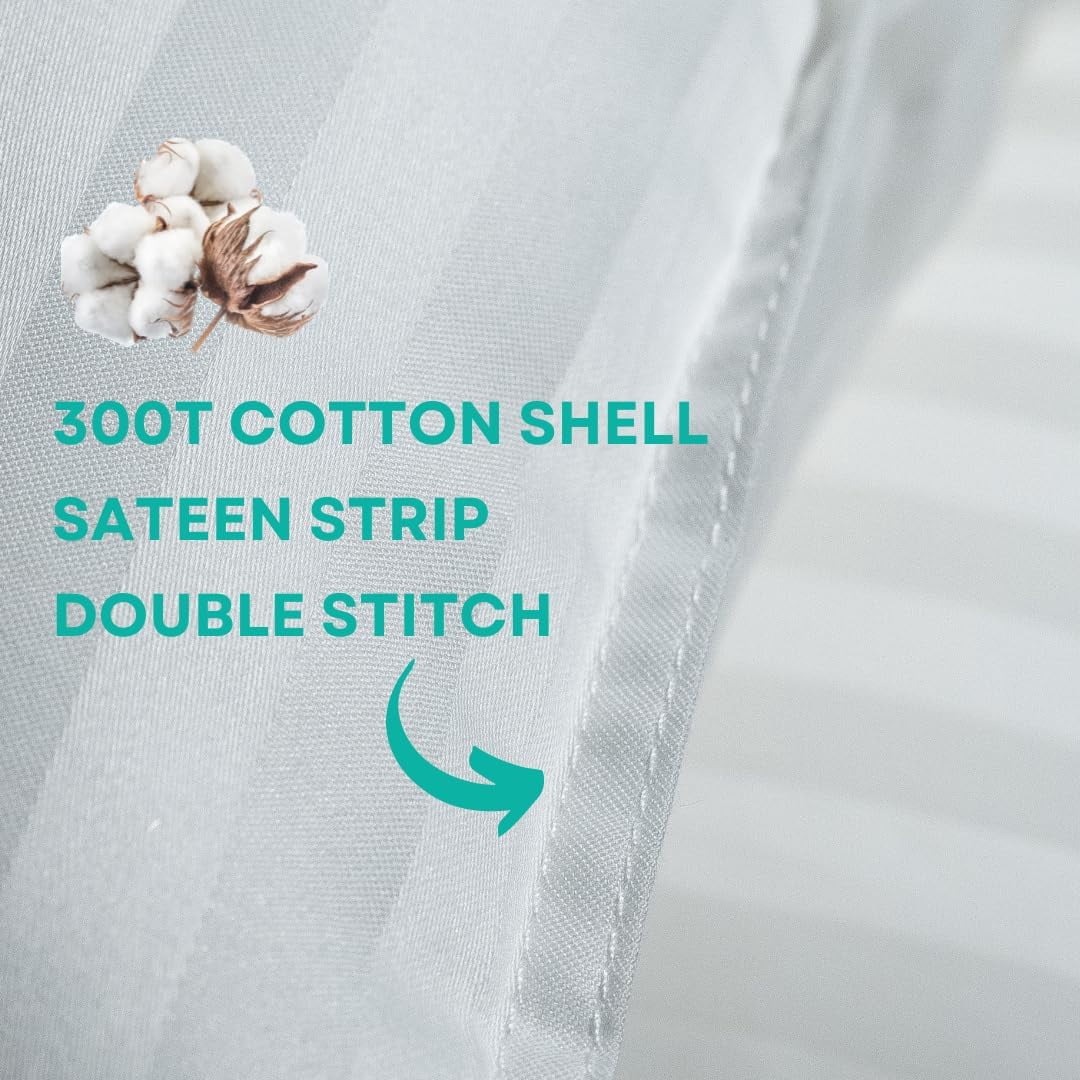 Kinder Fluff Toddler Pillow, Small Sateen Stripe Hypoallergenic, 300 Thread Count Cotton Shell, 2 Pack