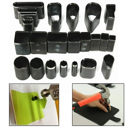 Punch Set Tool 24pcs/set 24 Shape Styles Hole Hollow Cutter Punch Set For Handmade Leather Craft DIY Tool For Making Cellphone Holster ()