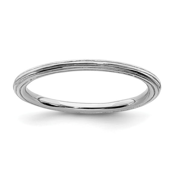 Sterling Silver Stackable Expressions Rhodium Plated Step Down Ring Size 8